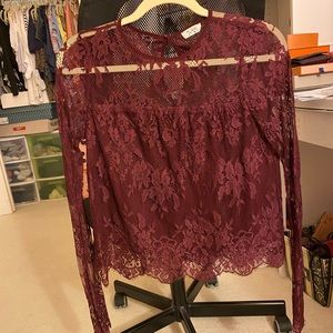 Maroon lace long sleeve top